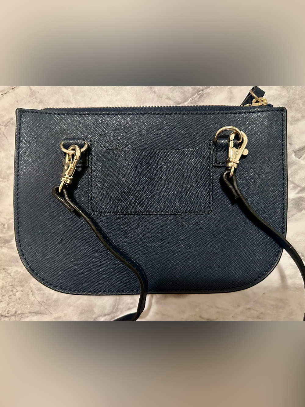Lo & Sons Navy Saffiano Crossbody Bag with Gold Hardware